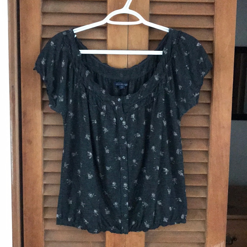 loose-fitting floral blouse